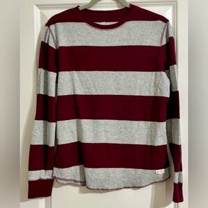 Boys GAP 1969 Striped Waffle Knit Thermal Long Sleeve Crewneck Tee Shirt-NWOT